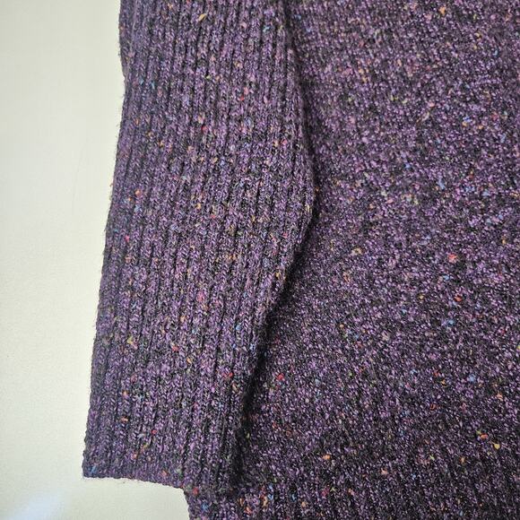 90s Chunky Knit Cardigan Sweater Purple Speckled Plus Size 1X Granny Cottage - Picture 7 of 9